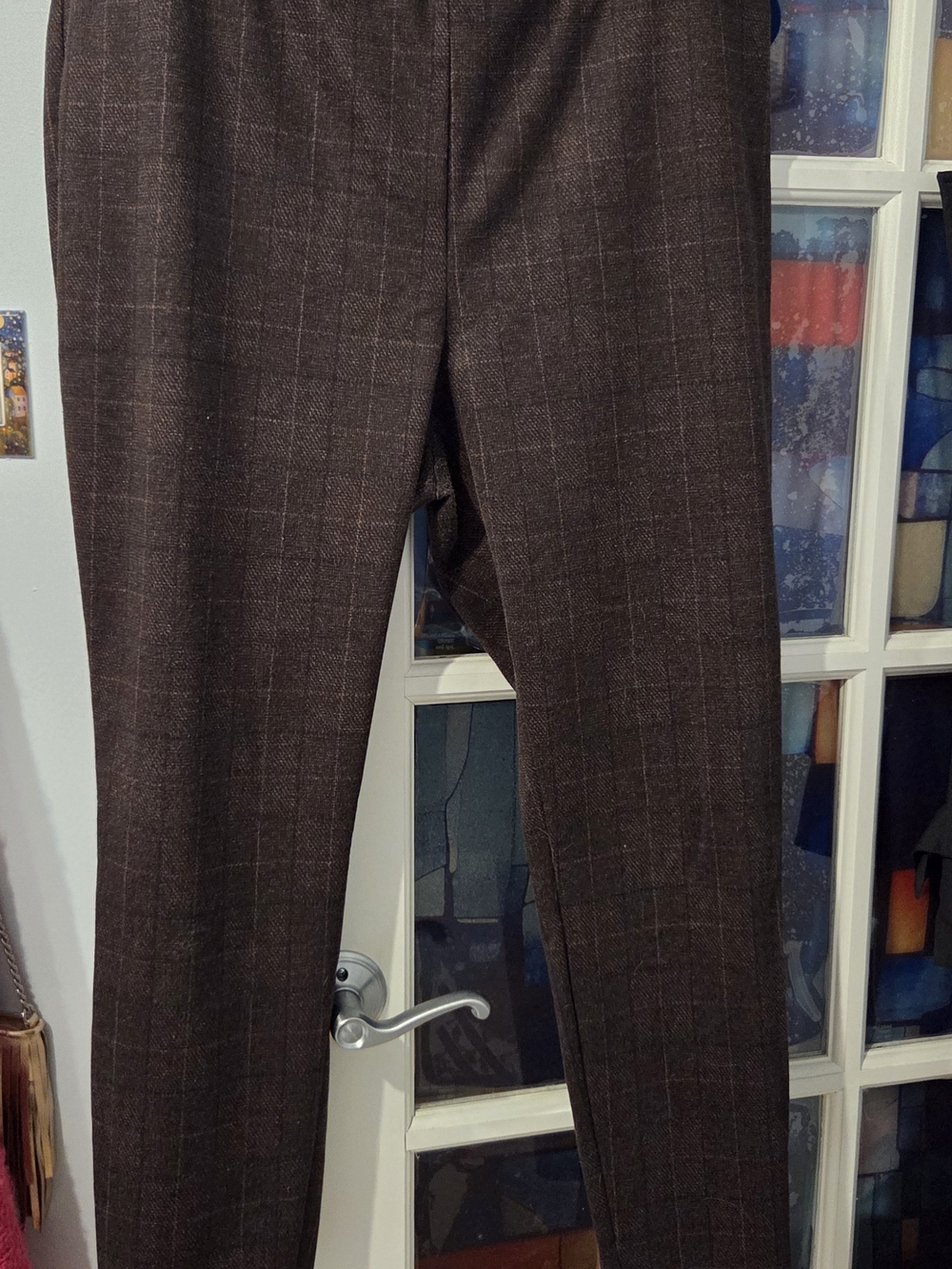 Wimens Brown Plaid Dress Pants